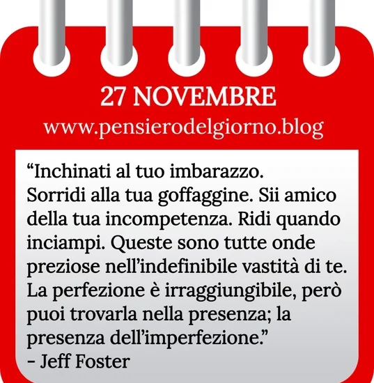 Calendario con frase del giorno 27 Novembre 2023