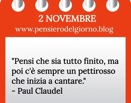 Calendario con frase del giorno 2 Novembre 2023