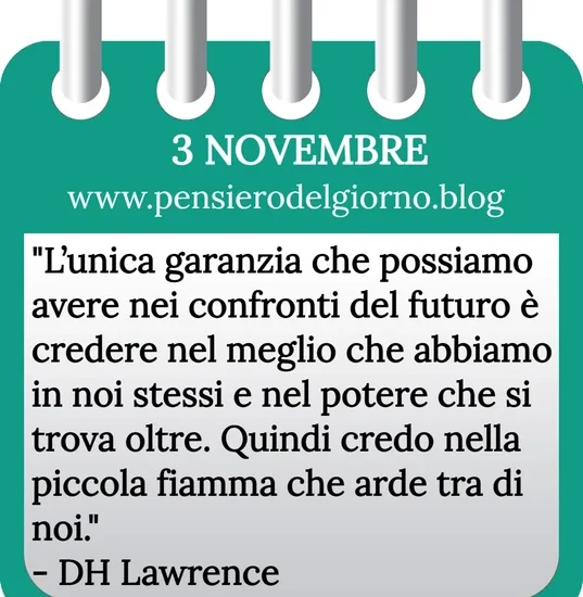 Calendario con frase del giorno 3 Novembre 2023