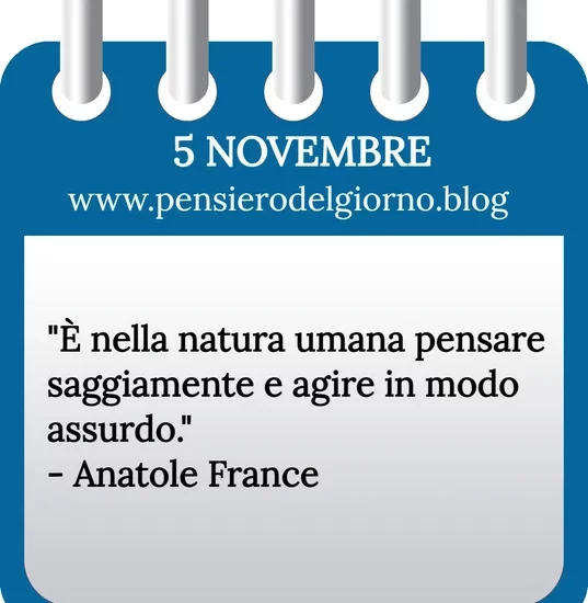 Calendario con frase del giorno 5 Novembre 2023