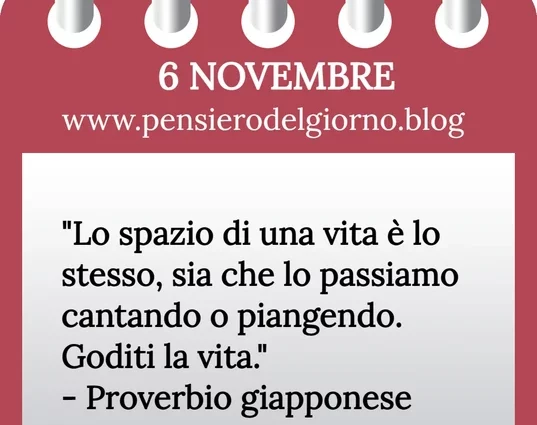 Calendario con frase del giorno 6 Novembre 2023