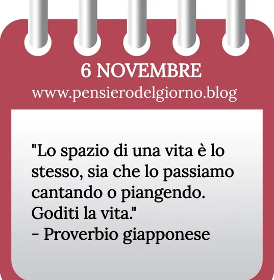 Calendario con frase del giorno 6 Novembre 2023