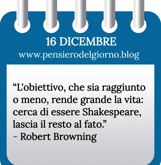 Calendario con frase del giorno 16 Dicembre 2023