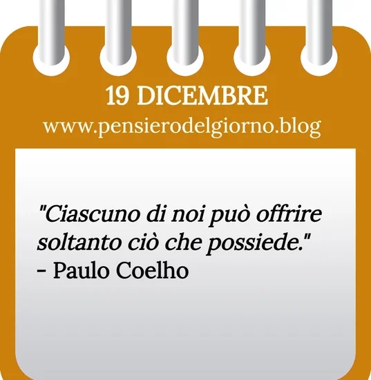 Calendario con frase del giorno 19 Dicembre 2023