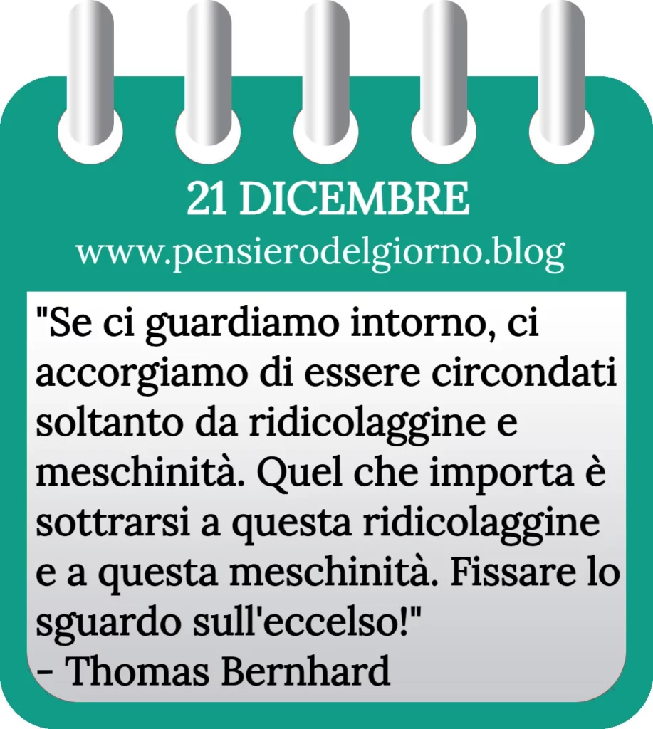 Calendario filosofico con frase del giorno oggi 21 Dicembre 2023