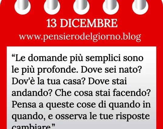 Calendario con frase del giorno 13 Dicembre 2023