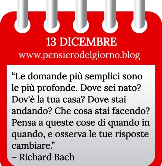 Calendario con frase del giorno 13 Dicembre 2023