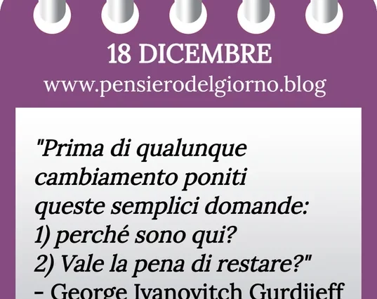 Calendario con frase del giorno 18 Dicembre 2023