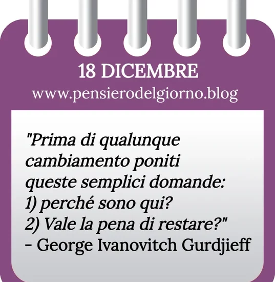 Calendario con frase del giorno 18 Dicembre 2023