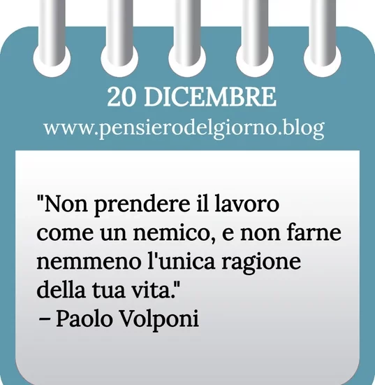 Calendario con frase del giorno 20 Dicembre 2023