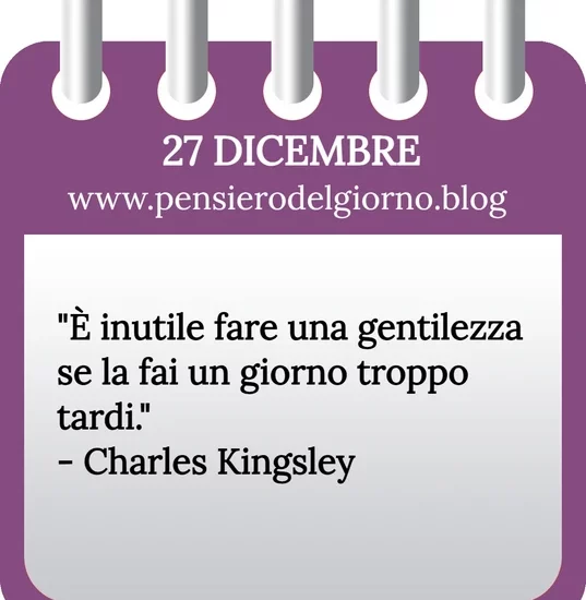 Calendario con frase del giorno 27 Dicembre 2023