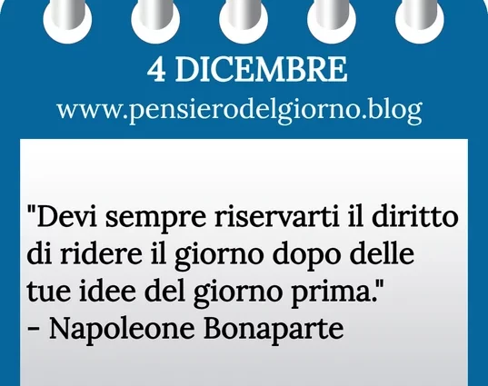 Calendario con frase del giorno 4 Dicembre 2023