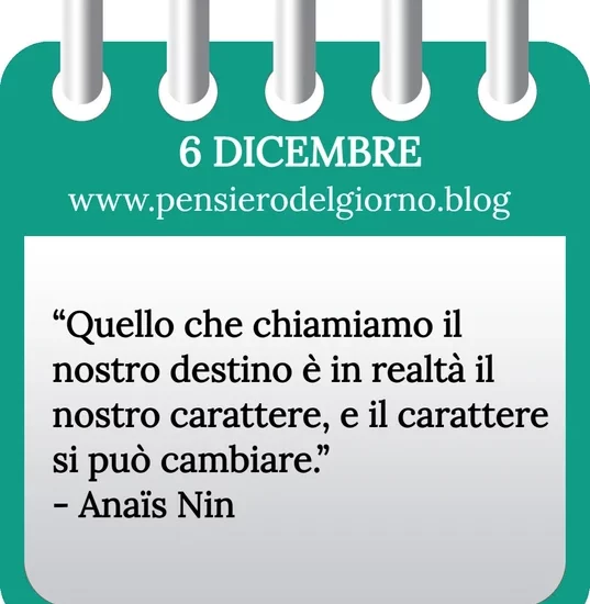 Calendario con frase del giorno 6 Dicembre 2023