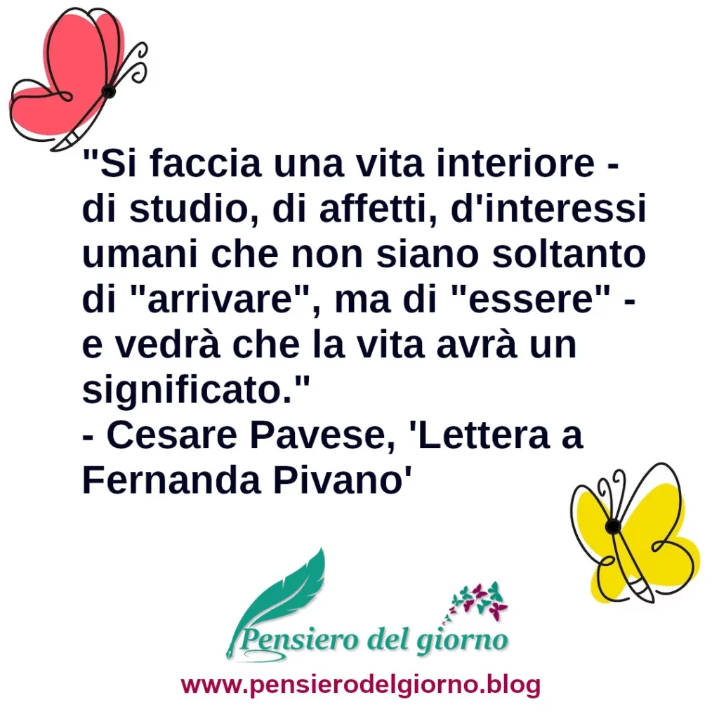 Frase del giorno sulla vita interiore e il suo significato Cesare Pavese