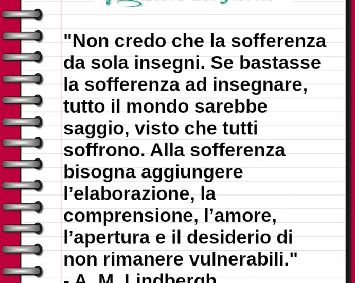 Citazione La sofferenza da sola non insegna Lindbergh