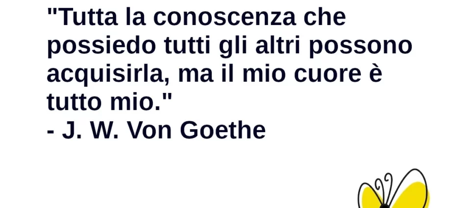 Frase di oggi Tutta la conoscenza è condivisibile il cuore no Goethe