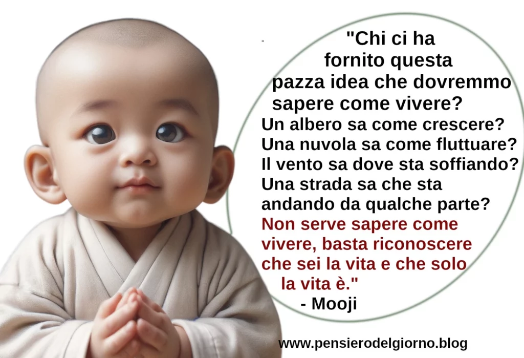 Frase del giorno Chi ci ha fornito questa pazza idea che dovremmo sapere come vivere Mooji