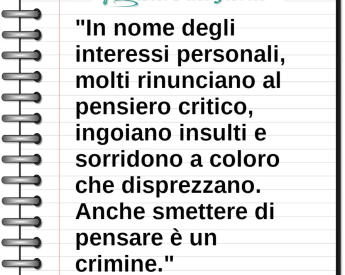 Frase di oggi Anche smettere di pensare è un crimine Arendt