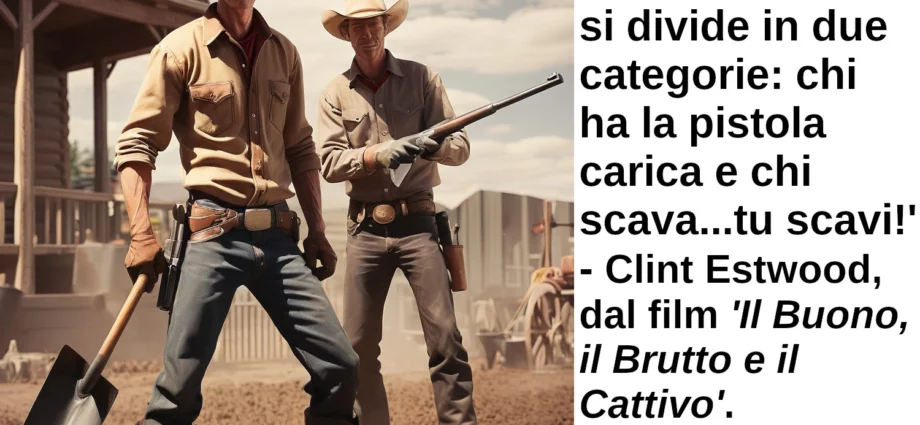 Citazione Il mondo si divide in due categoria chi ha la pistola carica e chi scava Clint Eastwood