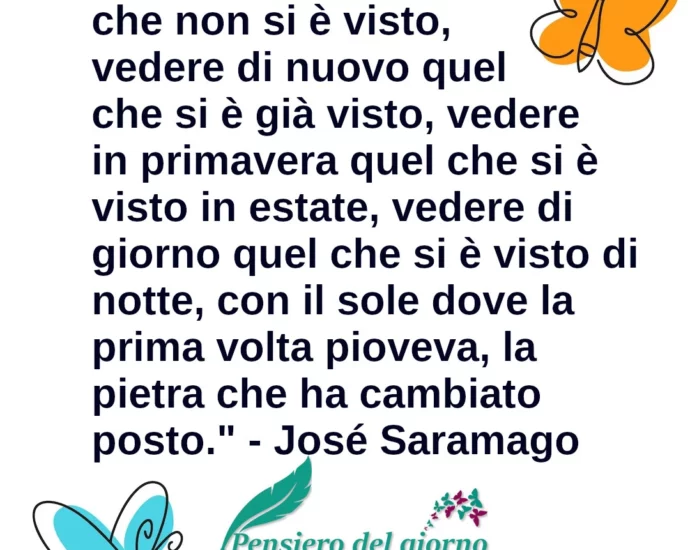 Citazione Bisogna vedere quel che non si è visto, vedere di nuovo quel che si è già visto José Saramago