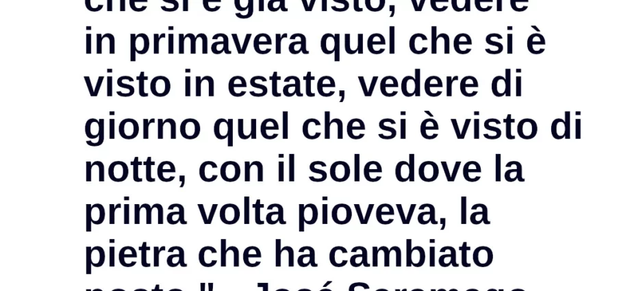 Citazione Bisogna vedere quel che non si è visto, vedere di nuovo quel che si è già visto José Saramago