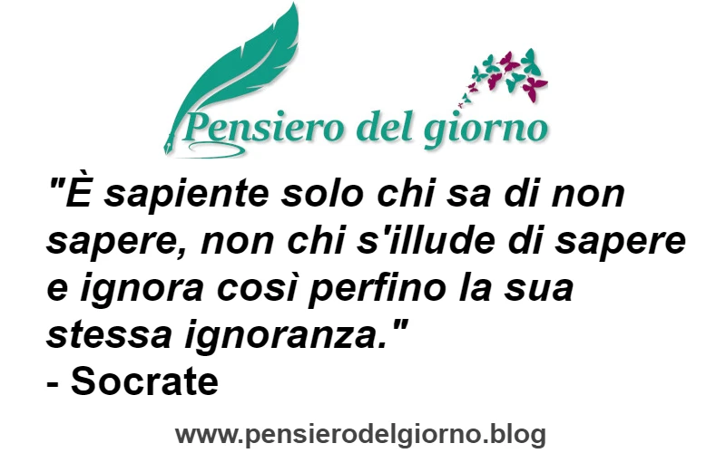 È sapiente solo chi sa di non sapere, non chi s'illude di sapere e ignora così perfino la sua stessa ignoranza. Socrate