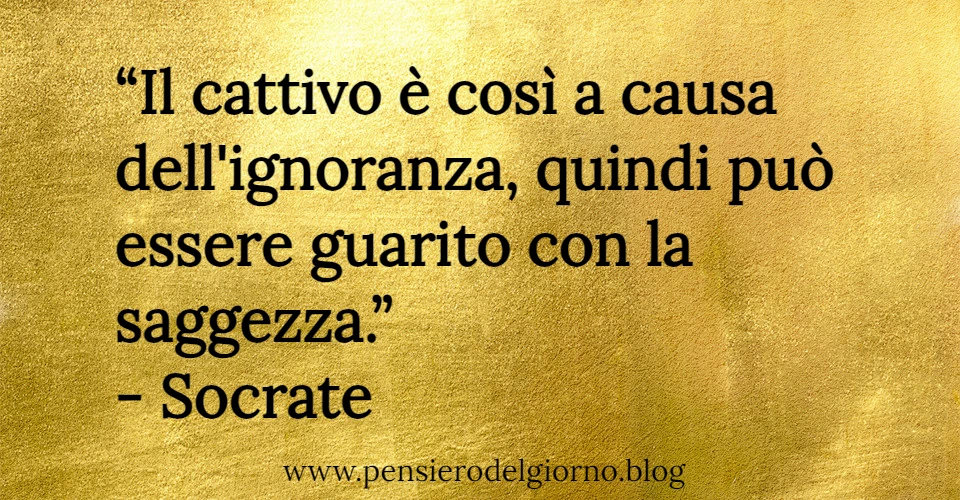 Citazione Il cattivo è così a causa dell'ignoranza, quindi può essere guarito con la saggezza. Socrate