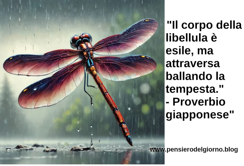 Il corpo della libellula è esile, ma attraversa ballando la tempesta. Proverbio giapponese