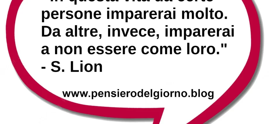 Frase di oggi In questa vita da certe persone imparerai molto Lion