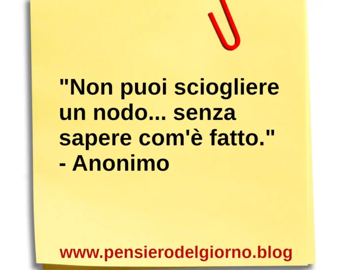Frase di oggi Non puoi sciogliere un nodo senza sapere