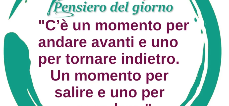 Citazione Zen C'è un momento per andare avanti e uno per tornare indietro.