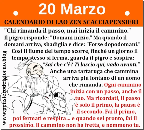Calendario frasi divertenti sagge del 20 marzo di Lao Zen Scacciapensieri