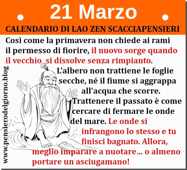Calendario frasi divertenti del 21 marzo di Lao Zen Scacciapensieri