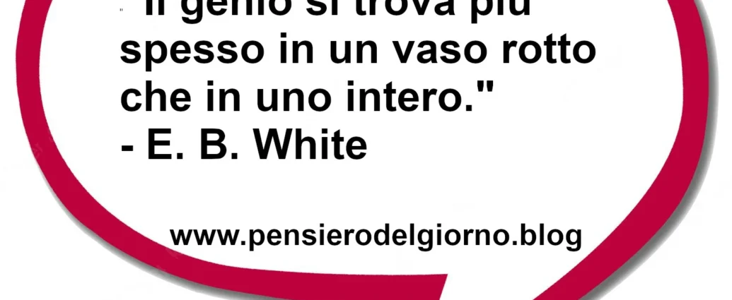 Frase del giorno: Il genio si trova più spesso in un vaso rotto. E.B. White