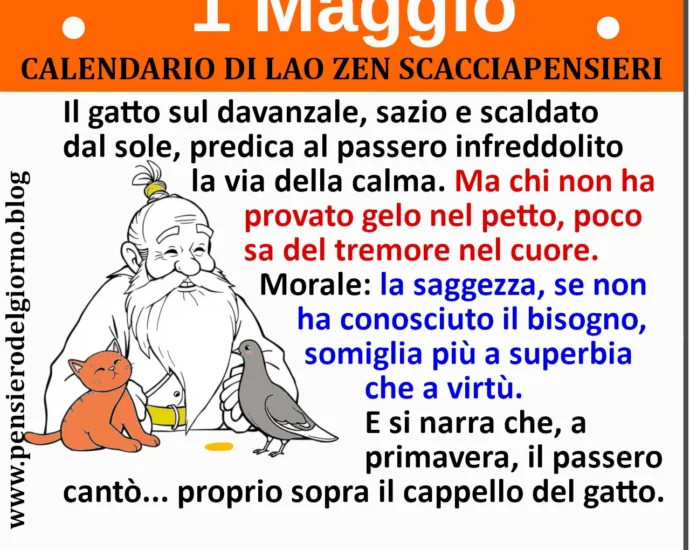 Calendario saggio frase del giorno 1 maggio Lao Zen Scacciapensieri
