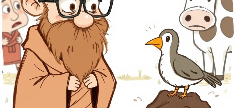 Favola storiella uccellino vacca, cacca e lupo con morale