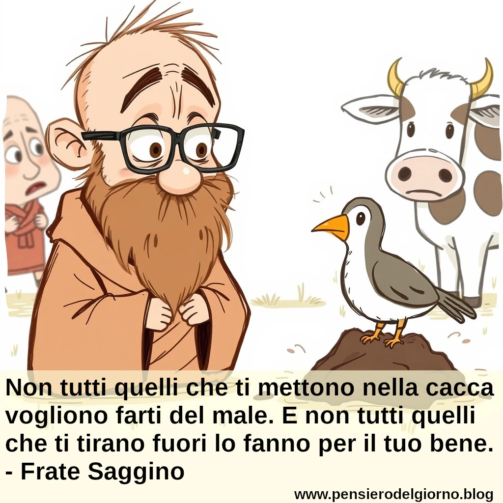Favola storiella uccellino vacca, cacca e lupo con morale