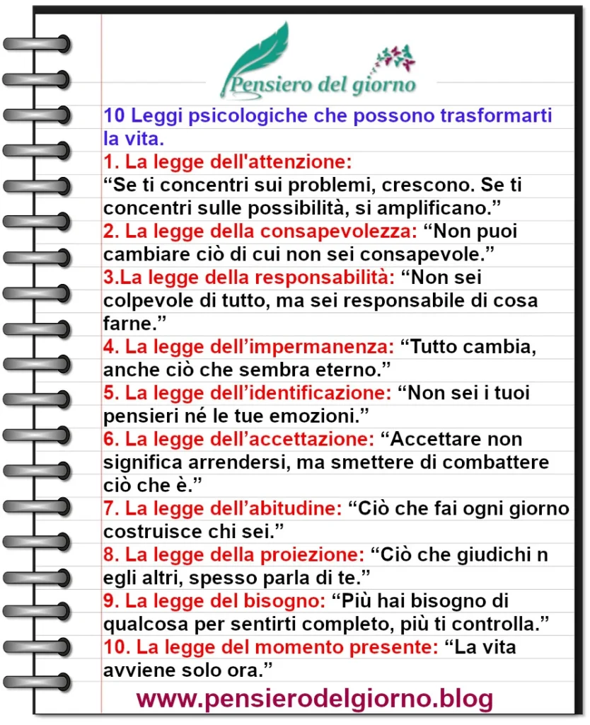 Dieci leggi psicologiche che possono trasformare la vita