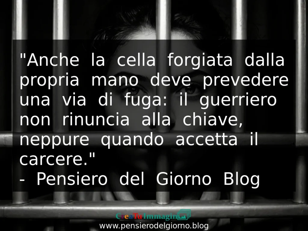 Frase dell'8 luglio Anche la cella forgiata dalla propria mano deve prevedere una via di fuga
