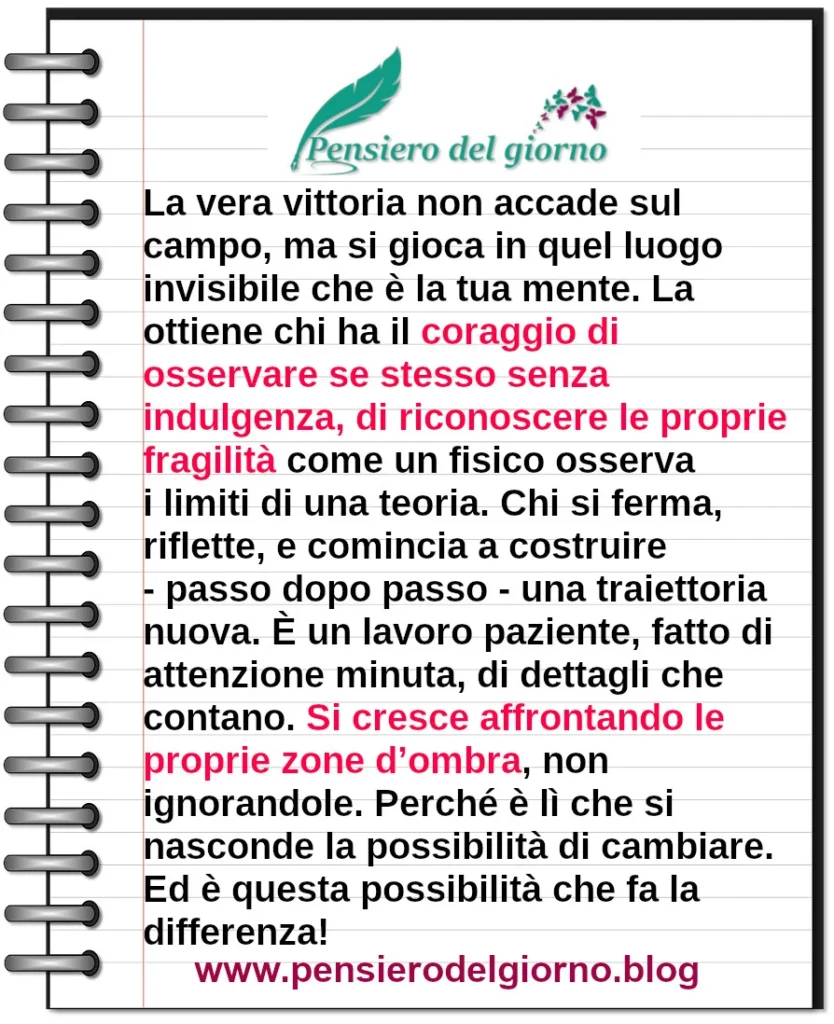 Frase del 21 luglio motivazionale La vera vittoria si ottiene nella propria mente