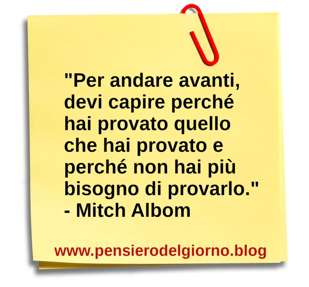 Frase del 15 dicembre: Per andare avanti devi capire. Mitch Albom